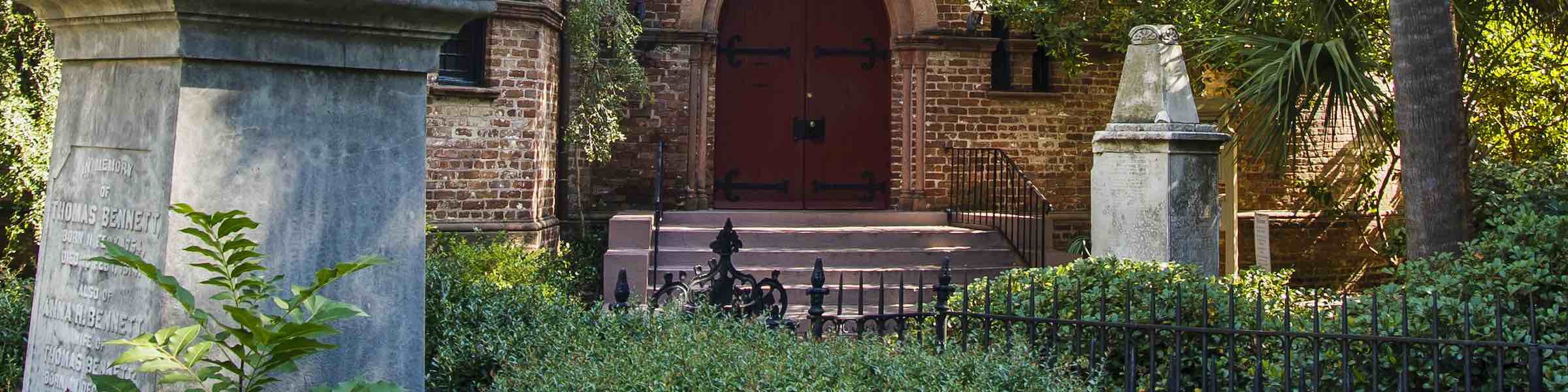 Gravestones in the graveyard of Charleston's Circular Congregational Church.